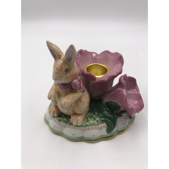 Avon Springtime Collection Candle Holders Bunny and Duck Floral - Picture 2 of 9